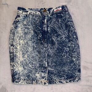 Vintage Lord Acid Wash Denim Skirt High Waisted‎ Pencil Mini Made in USA Size 7